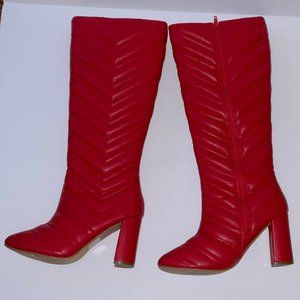 Ego Red Zip Up High Heel Boots
